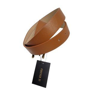 NEW Brown Womens Forever 21 Gold Buckle Belt Medium Wide Bronze With Tag Leather